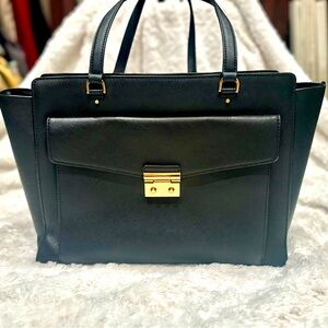 Michael Kors Black Laptop Bag with Gold Accents
